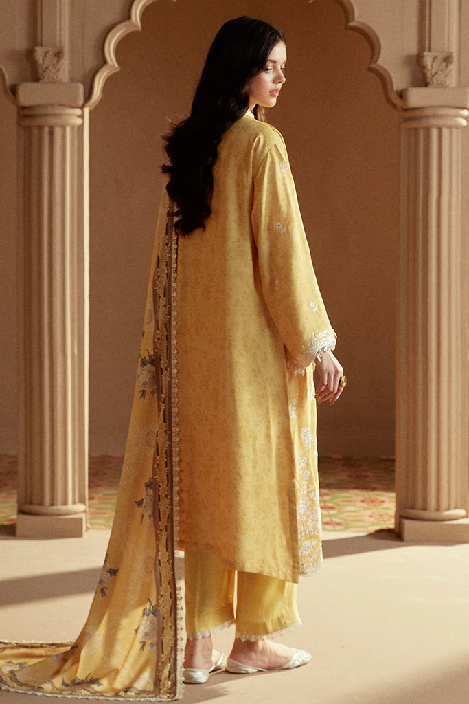 Cross Stitch | Winter Collection 24 | OCHRE TINT-3 PC LINEN EMBROIDERED SUIT - House of Ayeza