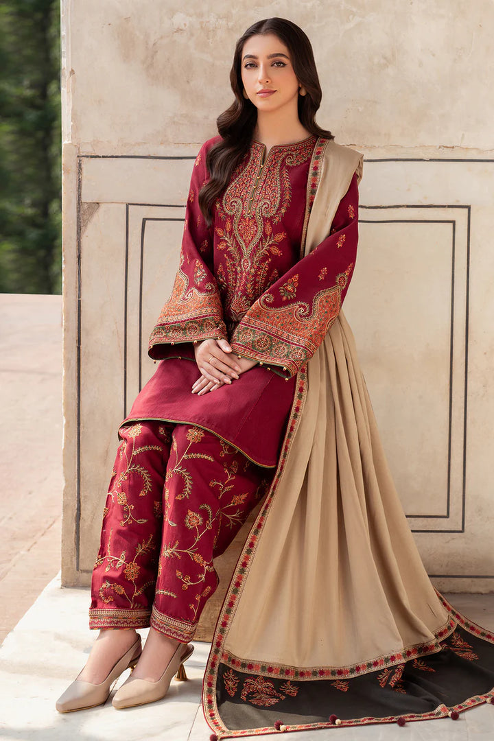 Jazmin | Delia Fall Winter 24 | EMBROIDERED SLUB KHADDAR DW'24 D3 - House of Ayeza