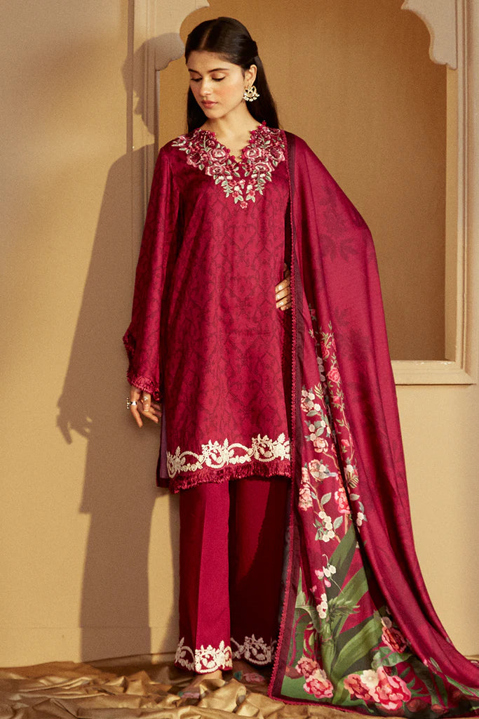 Cross Stitch | Winter Collection 24 | PINK VELVETEN-3 PC MARINA PRINTED SUIT - House of Ayeza