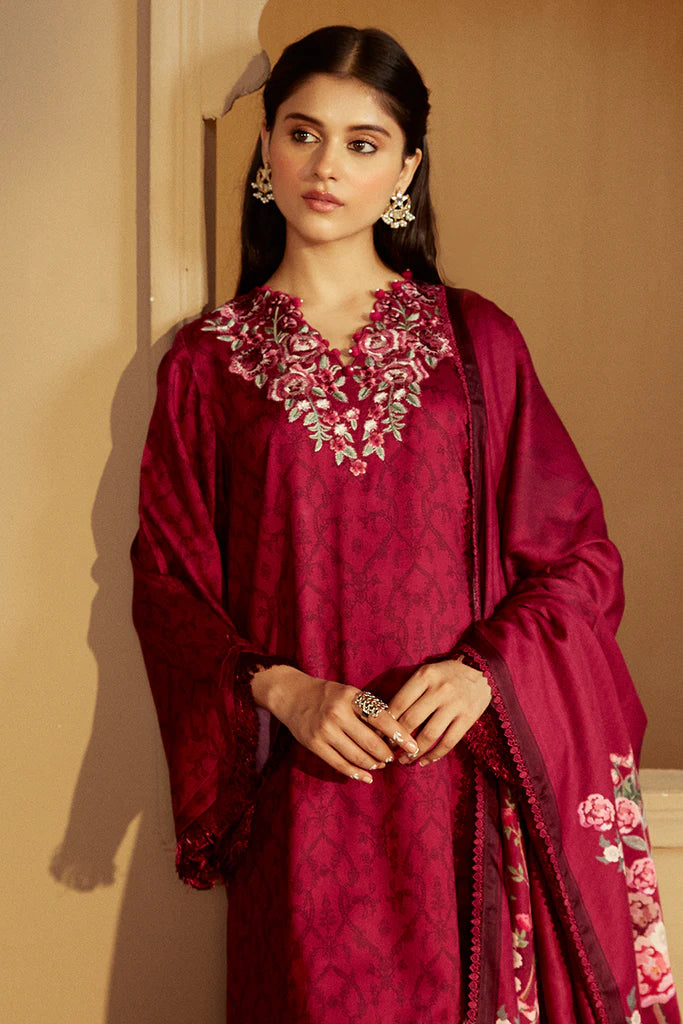 Cross Stitch | Winter Collection 24 | PINK VELVETEN-3 PC MARINA PRINTED SUIT - House of Ayeza