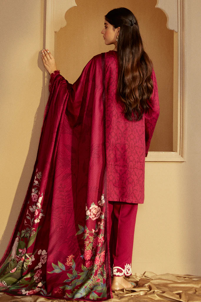 Cross Stitch | Winter Collection 24 | PINK VELVETEN-3 PC MARINA PRINTED SUIT - House of Ayeza