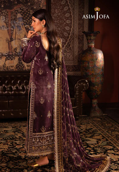 Asim Jofa | Velvet | AJMM-06 EMBROIDERED 3 PCS - House of Ayeza