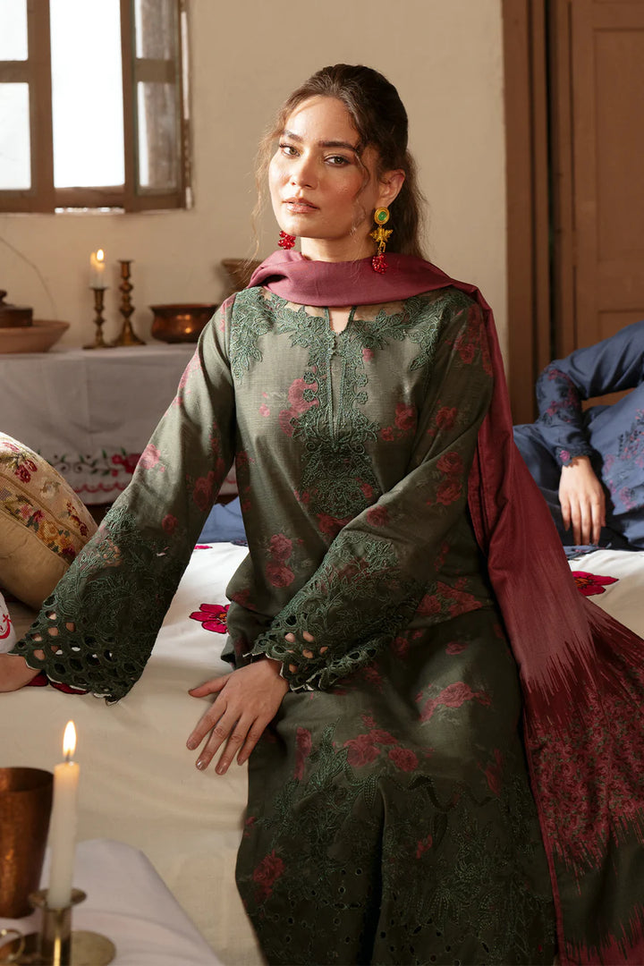 Iznik | Premium Winter | IPK-05 Embroidered Slub Khaddar - House of Ayeza