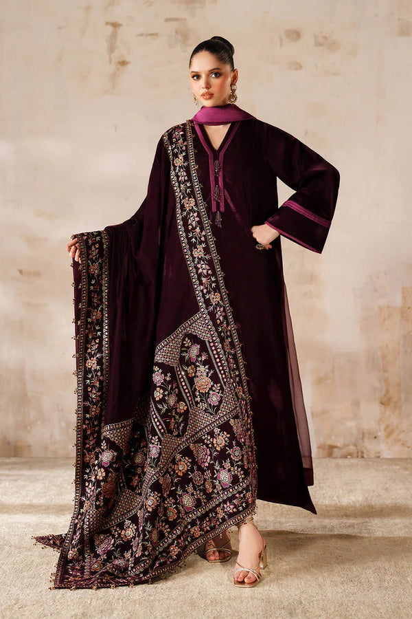 Baroque | Shawls | EMBROIDERED VELVET SHAWL VS-64 - House of Ayeza