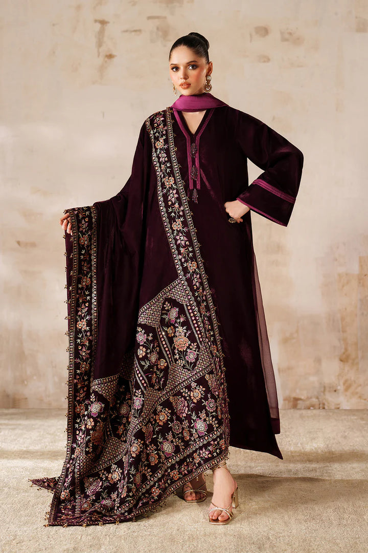 Baroque | Shawls | EMBROIDERED VELVET SHAWL VS-64 - House of Ayeza