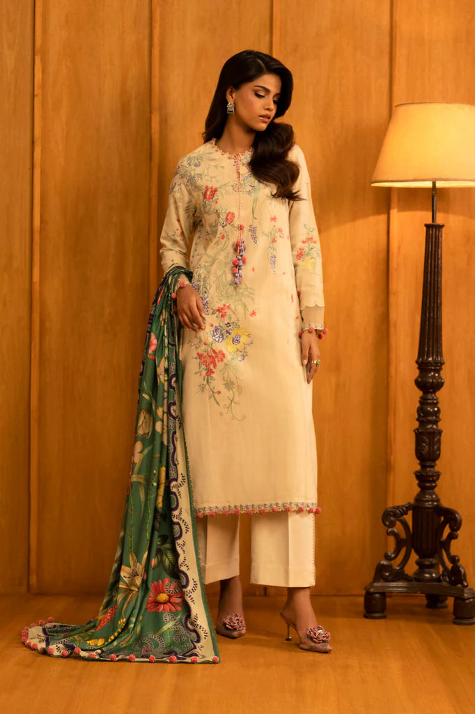 Sana Safinaz | Muzlin Winter '25 | Slub Muzlin 3 Piece Suit | M253-009A-3AP - House of Ayeza