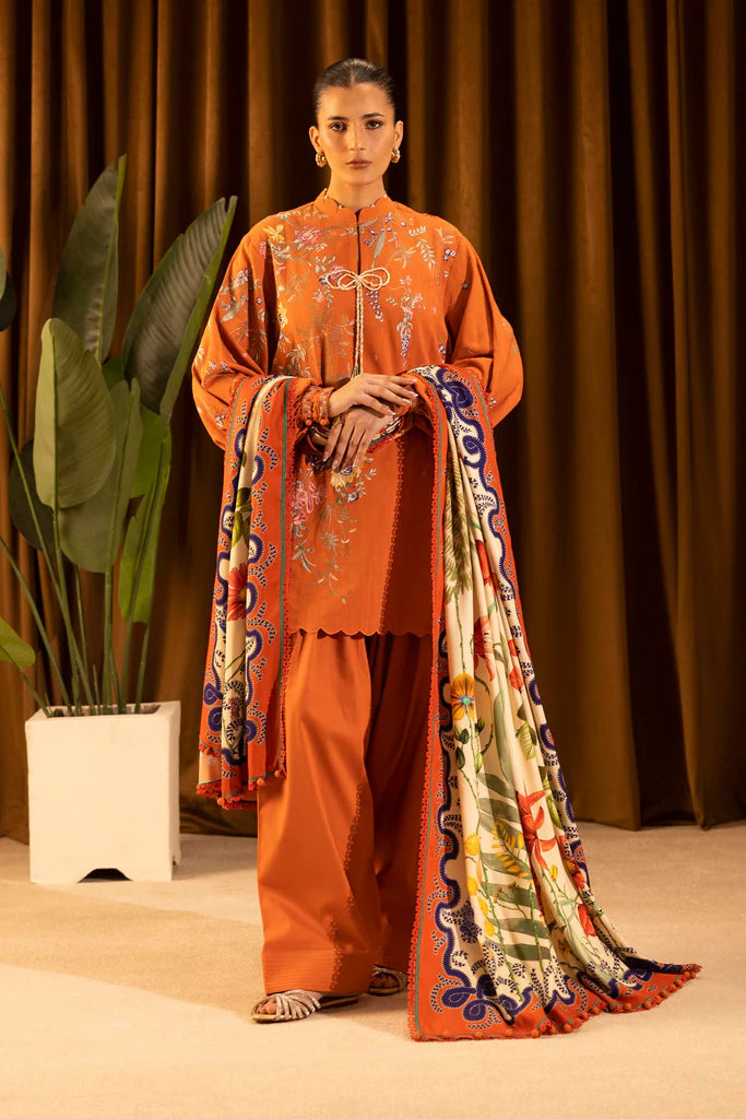 Sana Safinaz | Muzlin Winter '25 | Slub Muzlin 3 Piece Suit | M253-009B-3AP - House of Ayeza