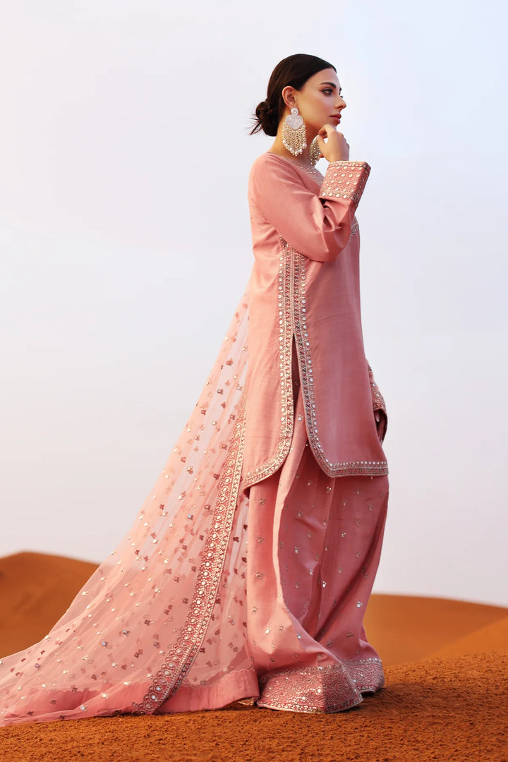 Charizma | Mi-Amor Ready to Wear | 3-PC Embroidered Raw-Silk Suit CMA-5-142 - House of Ayeza