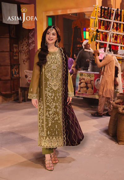 Asim Jofa | AJKKB-23 EMBROIDERED CHIFFON STITCHED 3 PCS - House of Ayeza