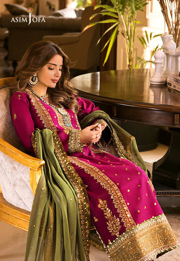 Asim Jofa | AJSM-01 EMBROIDERED SILK 3 PCS