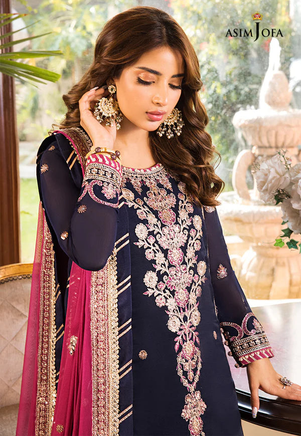 Asim Jofa | AJSM-09 EMBROIDERED SILK , ORGANZA 3 PCS