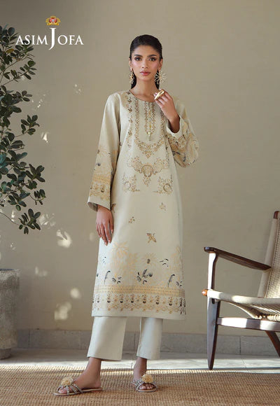 Asim Jofa | AJPB-131 PRINTED RIB LAWN 2 PCS - House of Ayeza