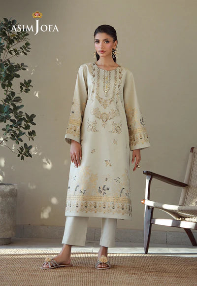 Asim Jofa | AJPB-131 PRINTED RIB LAWN 2 PCS - House of Ayeza