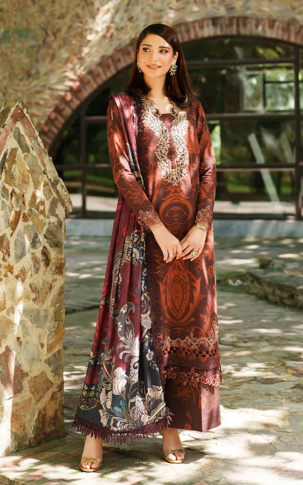 Asifa & Nabeel | Meraki Winter 25 | Crimson Chill | 3pcs Embroidered Winter - House of Ayeza