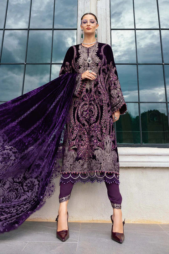 Maria B | Winter Luxe | Embroidered Velvet Suit | WL-1311 - House of Ayeza