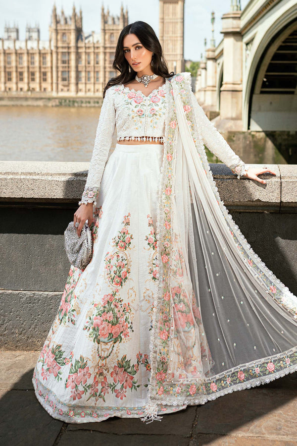 Maria B | Soiree | Embroidered Raw Silk Suit | WF-09-02-White - House of Ayeza