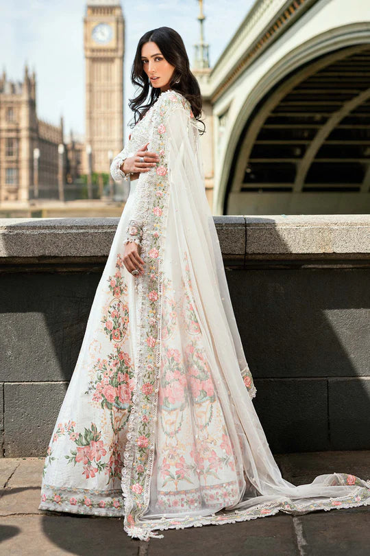 Maria B | Soiree | Embroidered Raw Silk Suit | WF-09-02-White - House of Ayeza