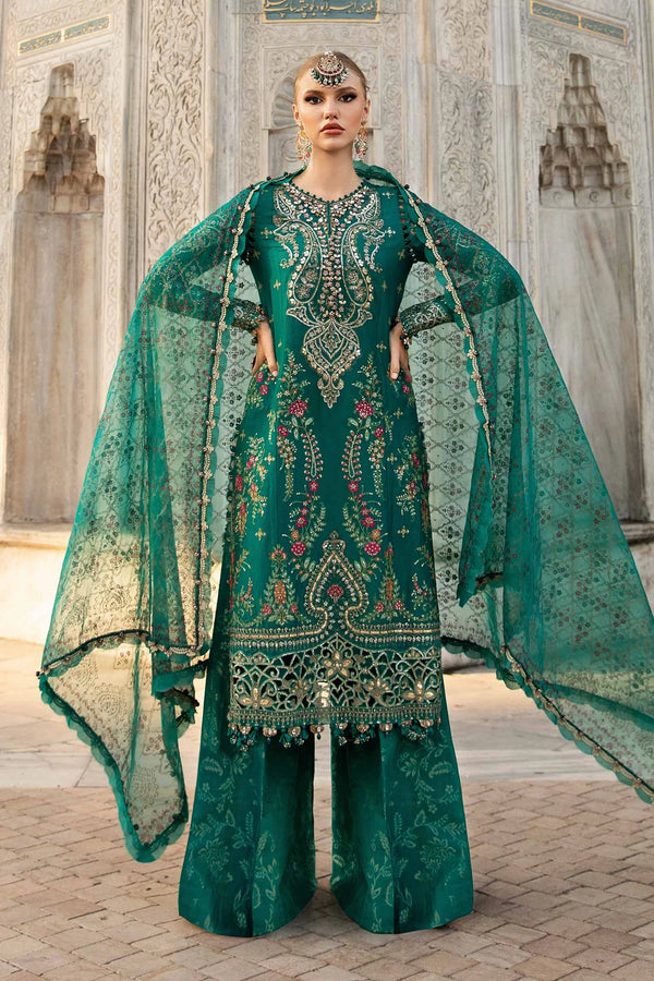 Maria.B. | Embroidered Cotton Satin Suit | CST-805 - House of Ayeza