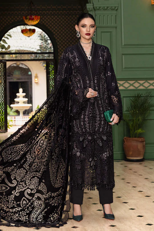 Maria B | Winter Luxe | Embroidered Linen Suit | WL-1307 - House of Ayeza