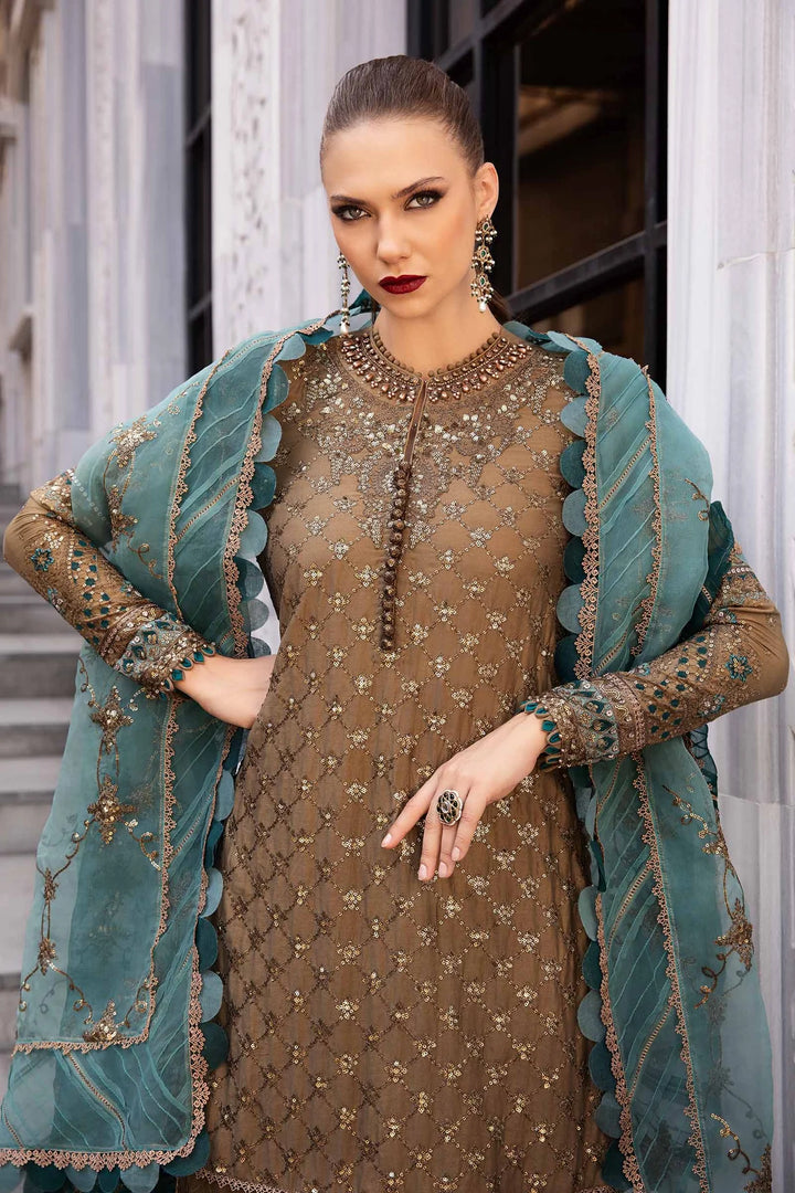 Maria.B. | Embroidered Cotton Satin Suit | CST-808 - House of Ayeza