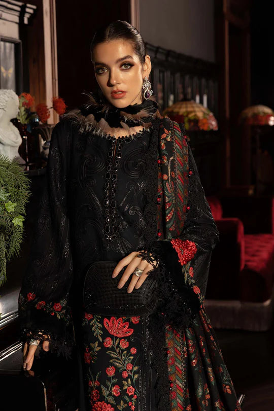 Maria B | Winter Luxe | Embroidered Linen Suit | WL-1309 - House of Ayeza