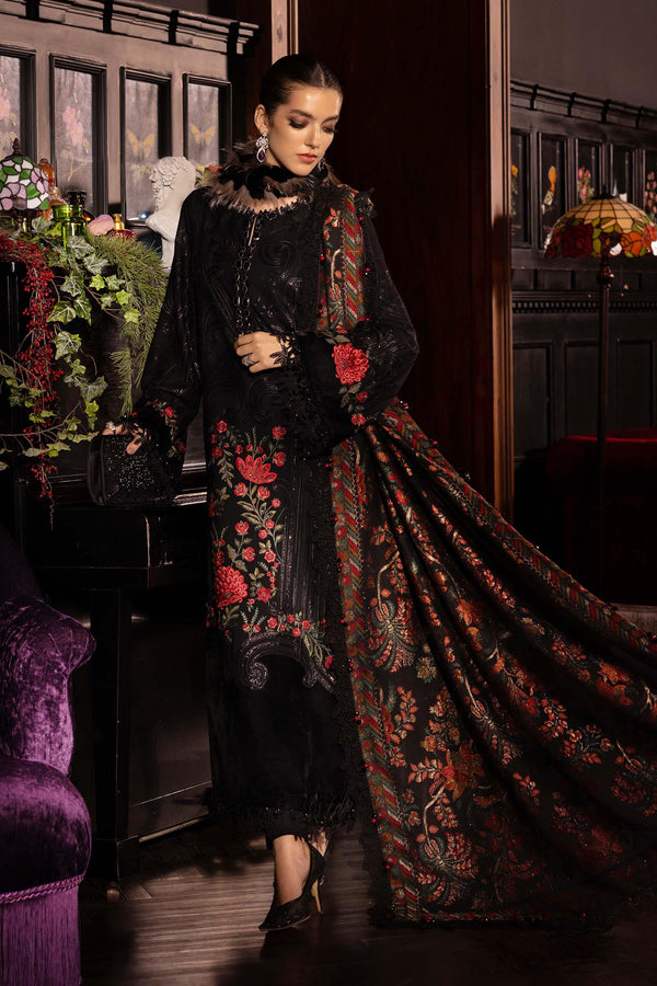 Maria B | Winter Luxe | Embroidered Linen Suit | WL-1309 - House of Ayeza