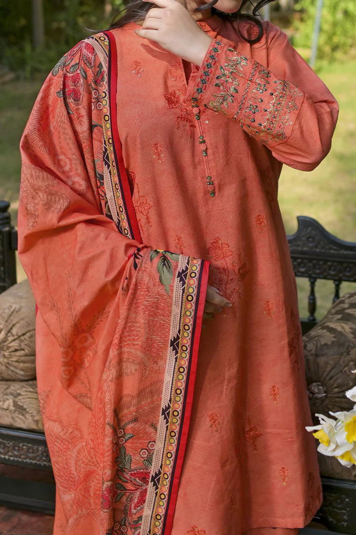 Rafia | Khaddar Collection | 3 PIECE STITCHED EMB KHADDAR | DPKH-101 Peach - House of Ayeza