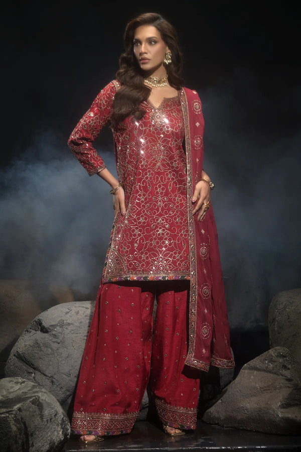 Charizma | Statement | 3-PC Embroidered Raw-Silk | CMA-4-117