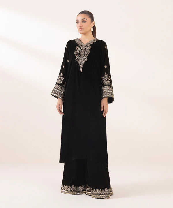 Sapphire | RTW Festive '24 | 2 Piece | Embroidered Velvet Suit - House of Ayeza