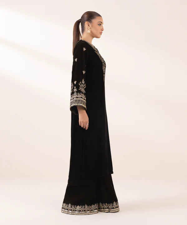 Sapphire | RTW Festive '24 | 2 Piece | Embroidered Velvet Suit - House of Ayeza