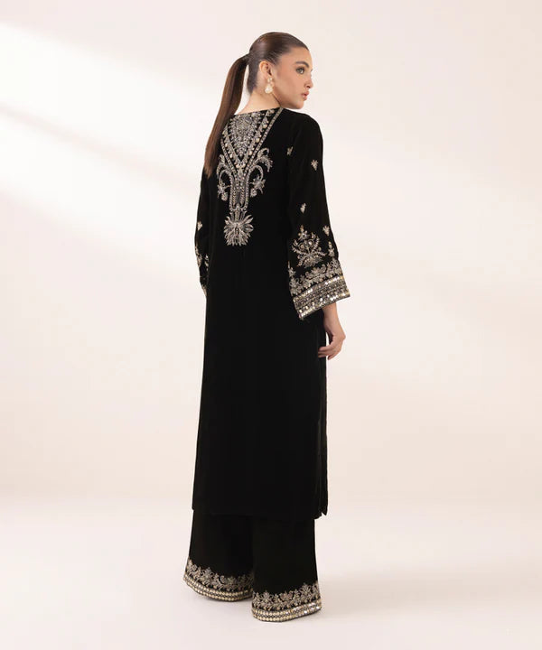 Sapphire | RTW Festive '24 | 2 Piece | Embroidered Velvet Suit - House of Ayeza