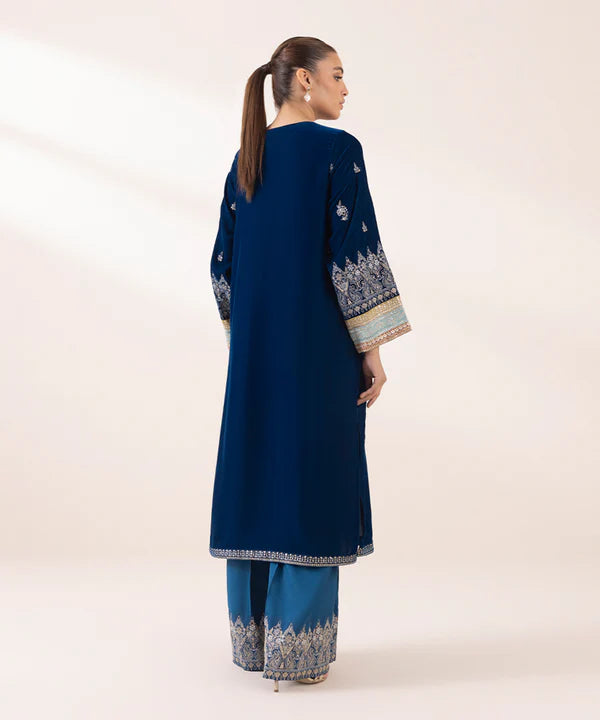 Sapphire | RTW Festive '24 | 2 Piece | Embroidered Velvet Suit - House of Ayeza