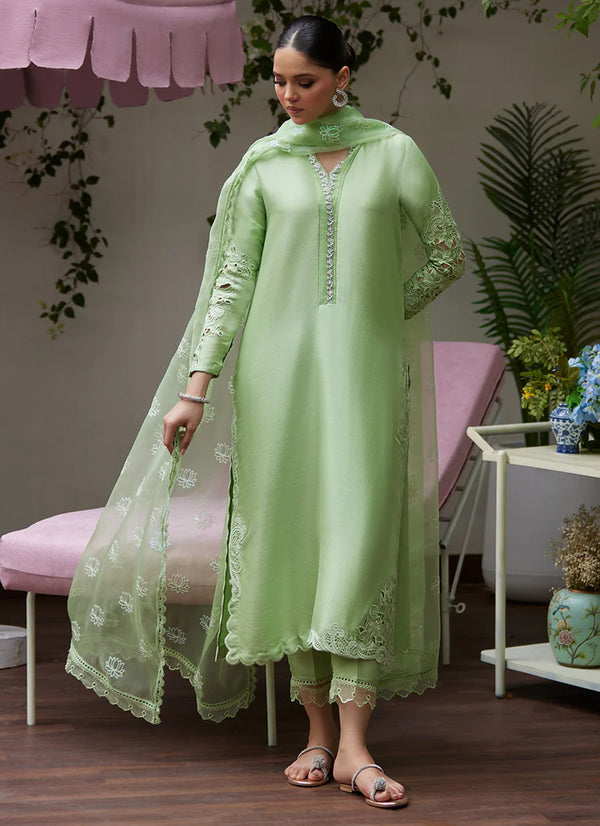 Farah Talib Aziz | Tara Luxe II | Katya Apple Green Cutwork Raw Silk