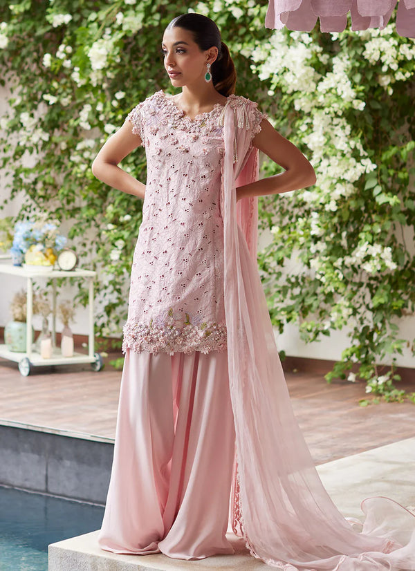 Farah Talib Aziz | Tara Luxe II | Karina Blush Schiffli Raw Silk