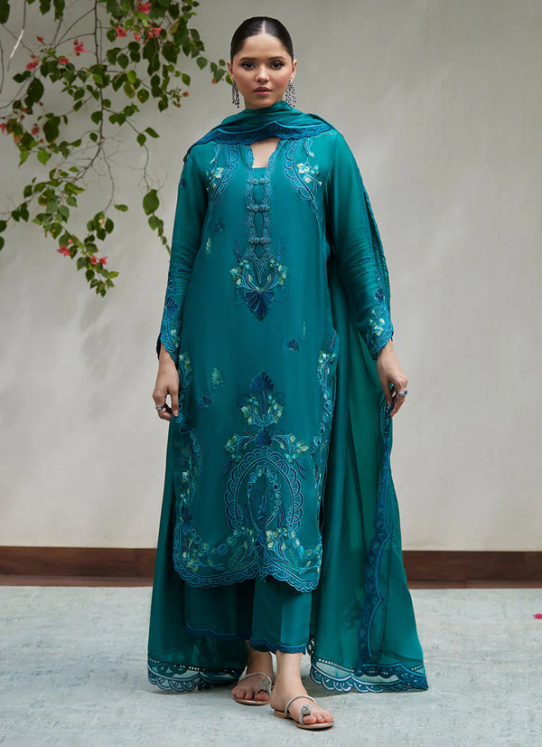 Farah Talib Aziz | Tara Luxe II | Leona Emerald Embroidered Cotton Net