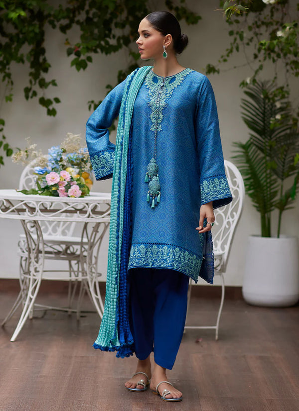 Farah Talib Aziz | Tara Luxe II | Faina Cobalt Blue Embroidered Raw Silk