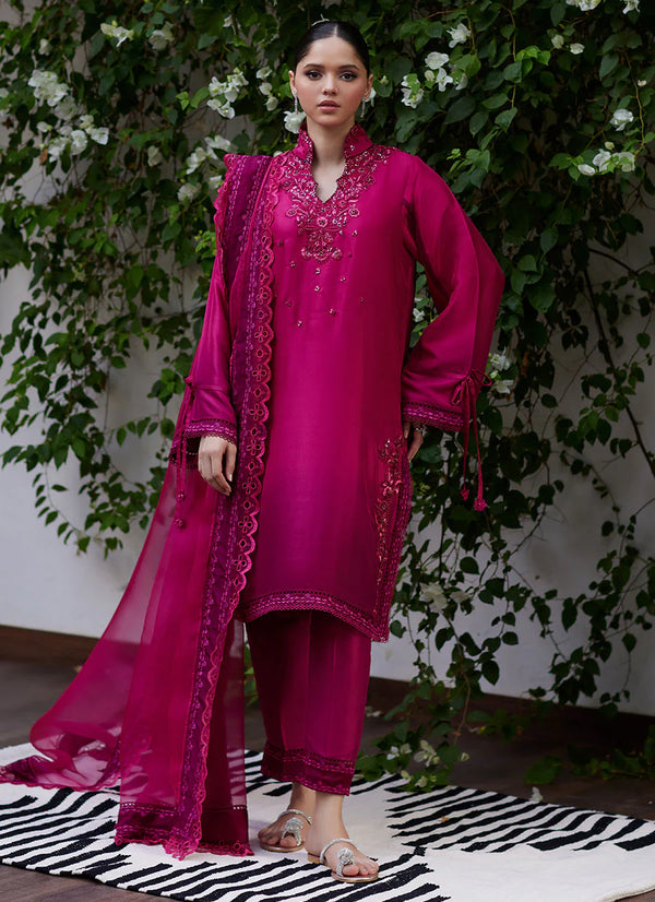 Farah Talib Aziz | Tara Luxe II | Yeliza Raspberry Ombre Raw Silk