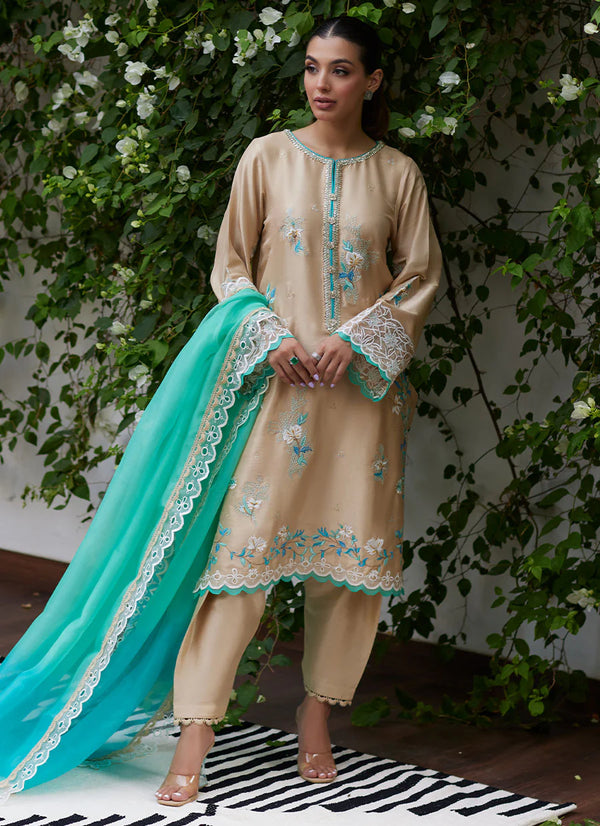 Farah Talib Aziz | Tara Luxe II | Venia French Beige Embroidered Raw Silk