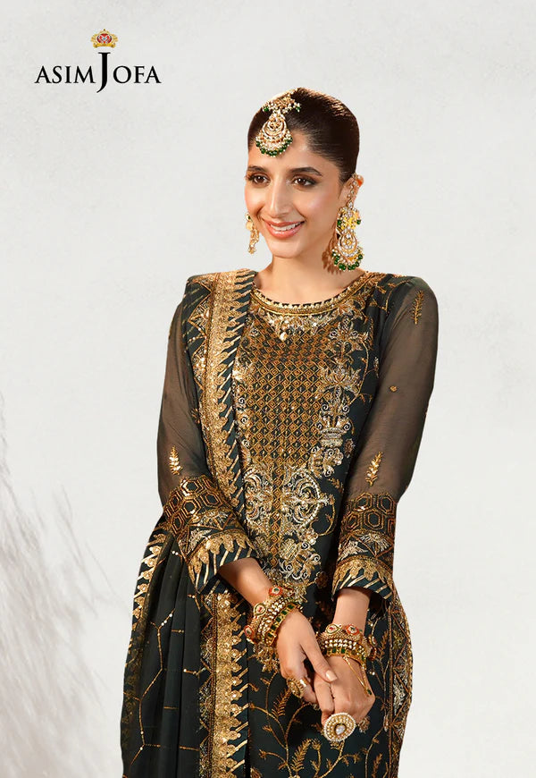 Asim Jofa | Festive Edit | AJCD-18 EMBROIDERED CHIFFON 3 PCS - House of Ayeza