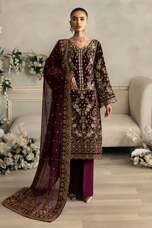 Gulaal | Celeste Stitched Velvet | Ember