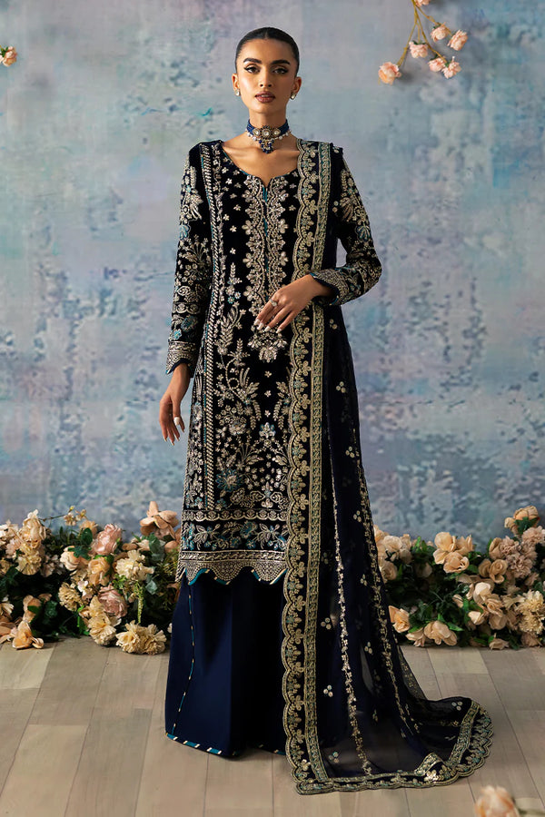 Gulaal | Celeste Stitched Velvet | Azure