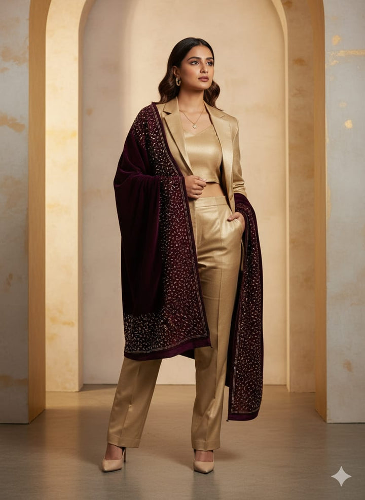 HOA Velvet Shawl - Design 008 - House of Ayeza