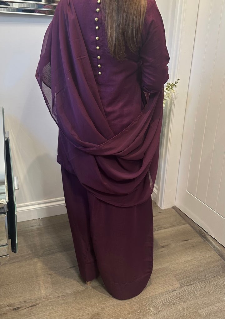 KK Stitches | Farshi Delight Plum - House of Ayeza