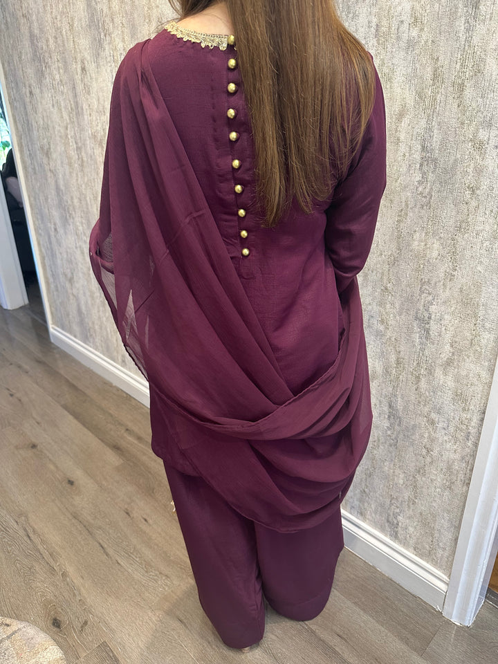 KK Stitches | Farshi Delight Plum - House of Ayeza