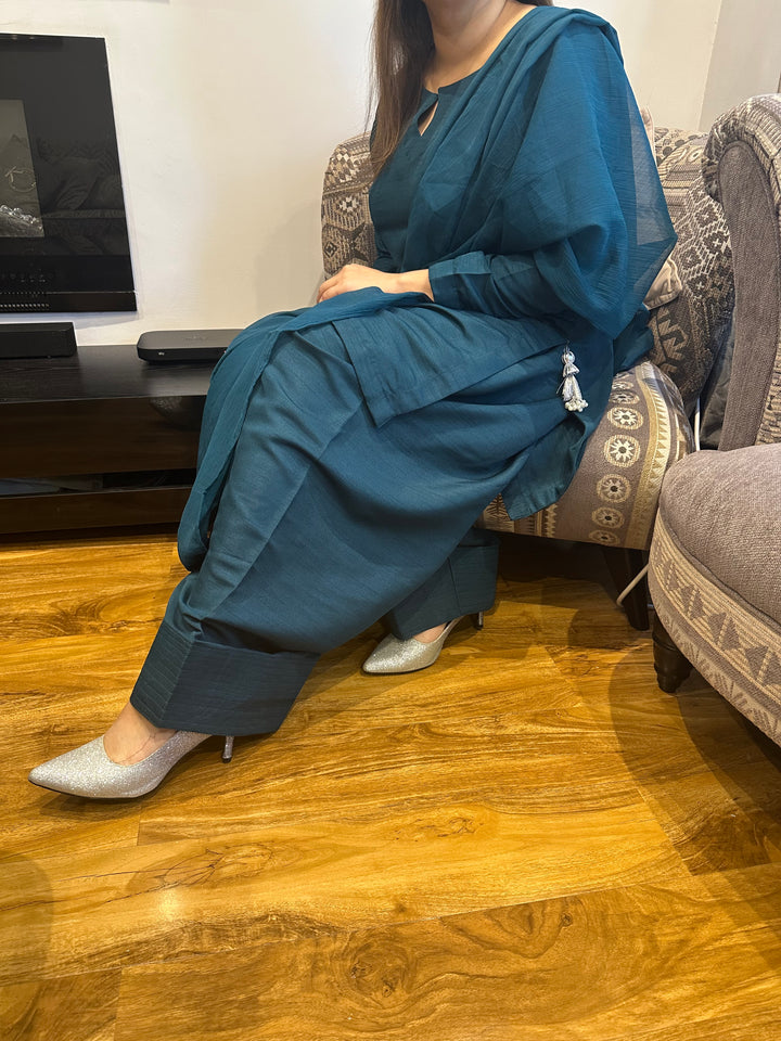 KK Stitches | Farshi Delight Teal - House of Ayeza