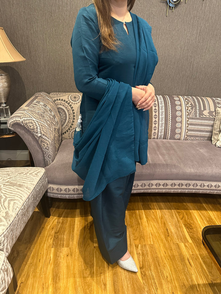 KK Stitches | Farshi Delight Teal - House of Ayeza