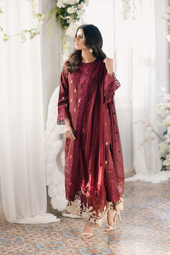 Azure | Embroidered 3pcs | Imperial Wine