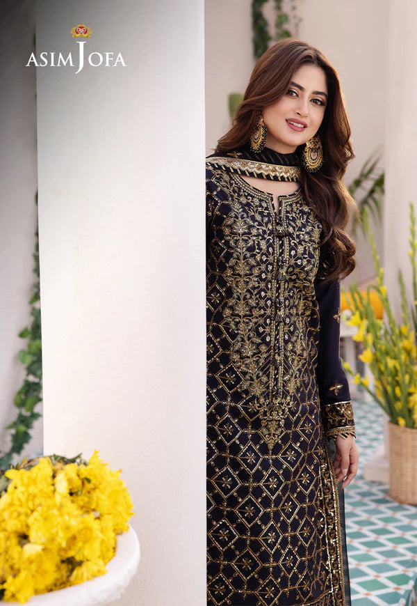 Asim Jofa | Dhanak Rang | EMBROIDERED BOSKI SILK 3 PCS | AJCF-04 - House of Ayeza