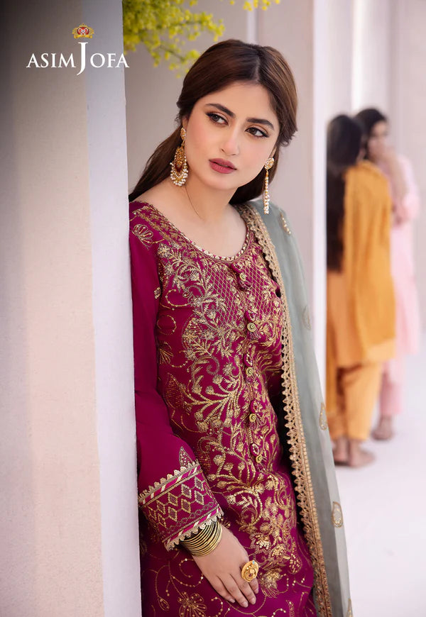 Asim Jofa | Dhanak Rang | EMBROIDERED BOSKI SILK 3 PCS | AJCF-12 - House of Ayeza