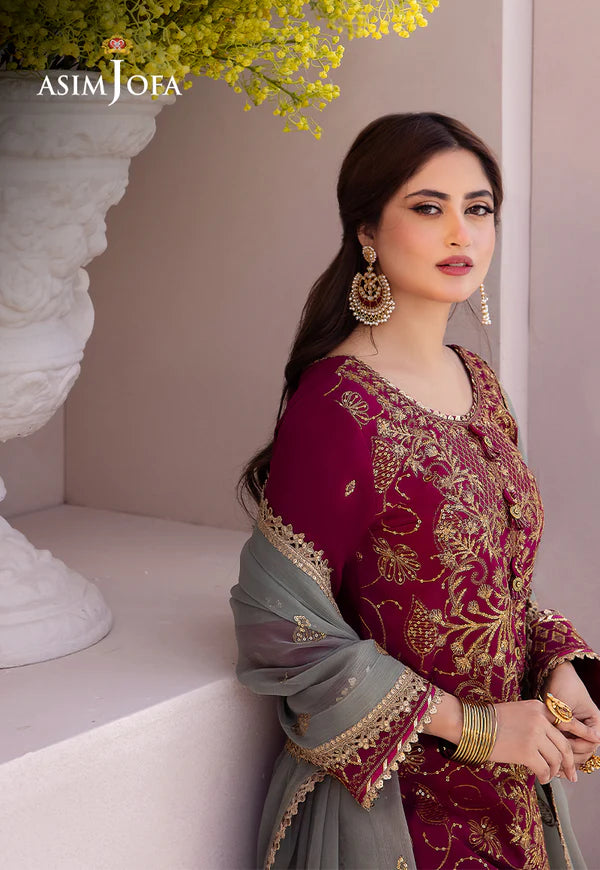 Asim Jofa | Dhanak Rang | EMBROIDERED BOSKI SILK 3 PCS | AJCF-12 - House of Ayeza